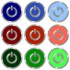 Set of power off icons - Set of glossy round flat power off icon in 9 colors.
Well organized layer structure and color swatches.