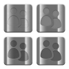 Set of User group buttons vector in brushed metal style. Arranged layer, color and graphic style structure. - Metal User group buttons