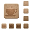 Set of carved wooden coffee buttons. 8 variations included. Arranged layer structure. - Coffee wooden buttons