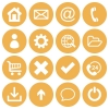 Basic web icon set in round flat style with yellow colors. - Basic web icons