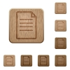 Set of carved wooden document buttons. 8 variations included. Arranged layer structure. - Document wooden buttons