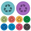 Color recycling flat icon set on round background. - Color recycling flat icons