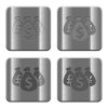 Set of money bags buttons vector in brushed metal style. - Metal money bags buttons