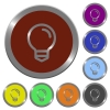 Set of color glossy coin-like light bulb buttons. - Color light bulb buttons