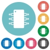 Flat integrated circuit icon set on round color background. - Flat integrated circuit icons