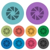 Color aperture flat icon set on round background. - Color aperture flat icons