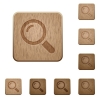 Set of carved wooden magnifier buttons in 8 variations. - Magnifier wooden buttons