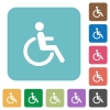 Flat disability icons on rounded square color backgrounds. - Flat disability icons