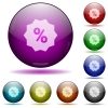 Set of color discount glass sphere buttons with shadows. - Discount glass sphere buttons