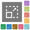 Maximize element flat icons on simple color square background. - Maximize element square flat icons