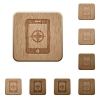 Mobile compass wooden buttons - Mobile compass icons in carved wooden button styles