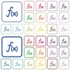 Function outlined flat color icons - Function color flat icons in rounded square frames. Thin and thick versions included.