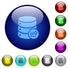 Export database color glass buttons - Export database icons on round color glass buttons