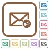 Mail reading aloud simple icons in color rounded square frames on white background - Mail reading aloud simple icons