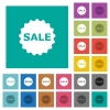 Sale badge multi colored flat icons on plain square backgrounds. Included white and darker icon variations for hover or active effects. - Sale badge square flat multi colored icons