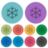 Single snowflake darker flat icons on color round background - Single snowflake color darker flat icons