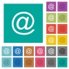 Email symbol multi colored flat icons on plain square backgrounds. Included white and darker icon variations for hover or active effects. - Email symbol square flat multi colored icons