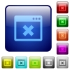 Application cancel icons in rounded square color glossy button set - Application cancel color square buttons