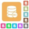 Database processing flat icons on rounded square vivid color backgrounds. - Database processing rounded square flat icons