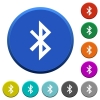 Bluetooth round color beveled buttons with smooth surfaces and flat white icons - Bluetooth beveled buttons