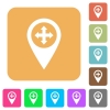 Move GPS map location flat icons on rounded square vivid color backgrounds. - Move GPS map location rounded square flat icons