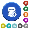 Backup database round color beveled buttons with smooth surfaces and flat white icons - Backup database beveled buttons