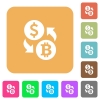 Dollar Bitcoin money exchange flat icons on rounded square vivid color backgrounds. - Dollar Bitcoin money exchange rounded square flat icons