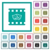 Theatrical movie flat color icons with quadrant frames on white background - Theatrical movie flat color icons with quadrant frames