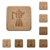 Coffee maker on rounded square carved wooden button styles - Coffee maker wooden buttons