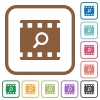 Find movie simple icons in color rounded square frames on white background - Find movie simple icons