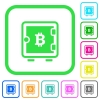 Bitcoin strong box vivid colored flat icons in curved borders on white background - Bitcoin strong box vivid colored flat icons