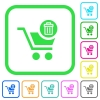 Delete from cart vivid colored flat icons - Delete from cart vivid colored flat icons in curved borders on white background