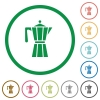 Coffee maker flat color icons in round outlines on white background - Coffee maker flat icons with outlines