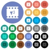 Movie director multi colored flat icons on round backgrounds. Included white, light and dark icon variations for hover and active status effects, and bonus shades on black backgounds. - Movie director round flat multi colored icons