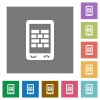 Mobile firewall square flat icons - Mobile firewall flat icons on simple color square backgrounds