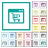 Webshop application flat color icons with quadrant frames on white background - Webshop application flat color icons with quadrant frames