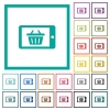 Mobile shopping flat color icons with quadrant frames - Mobile shopping flat color icons with quadrant frames on white background