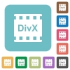 DivX movie format rounded square flat icons - DivX movie format white flat icons on color rounded square backgrounds