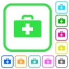 First aid kit vivid colored flat icons in curved borders on white background - First aid kit vivid colored flat icons