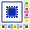 Stamp flat color icons in square frames on white background - Stamp flat framed icons