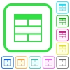 Spreadsheet horizontally merge table cells vivid colored flat icons in curved borders on white background - Spreadsheet horizontally merge table cells vivid colored flat icons