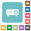 Video projector white flat icons on color rounded square backgrounds - Video projector rounded square flat icons