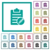 Edit note flat color icons with quadrant frames on white background - Edit note flat color icons with quadrant frames