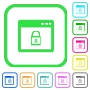 Lock application vivid colored flat icons - Lock application vivid colored flat icons in curved borders on white background