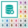 Database messages flat color icons with quadrant frames on white background - Database messages flat color icons with quadrant frames