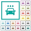 Car wash flat color icons with quadrant frames on white background - Car wash flat color icons with quadrant frames