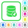 Pin database vivid colored flat icons in curved borders on white background - Pin database vivid colored flat icons