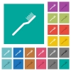 Toothbrush multi colored flat icons on plain square backgrounds. Included white and darker icon variations for hover or active effects. - Toothbrush square flat multi colored icons