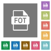 FOT file format flat icons on simple color square backgrounds - FOT file format square flat icons