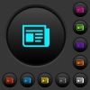 News dark push buttons with vivid color icons on dark grey background - News dark push buttons with color icons